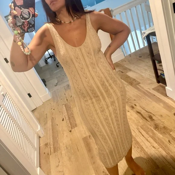Spell Dresses | Nwot Spell Frenchie Rib Midi Dress Champagne Size Small | Color: Cream/Tan | Size: S | Ceciduje's Closet